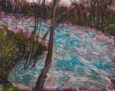Wye in flood painting